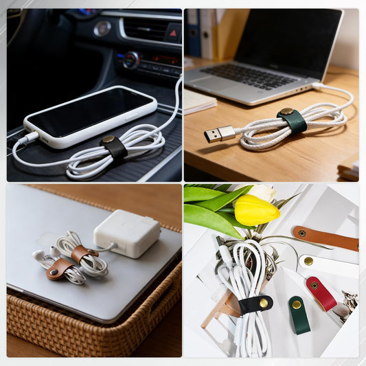 Cord Organizer, 10 Pcs Leather Cord Holder for Travel - Portable Phone Wire Organizer, Earphone Winder, Charger Cord Keeper - Ideal Small Gift for Men (Assorted Colors)