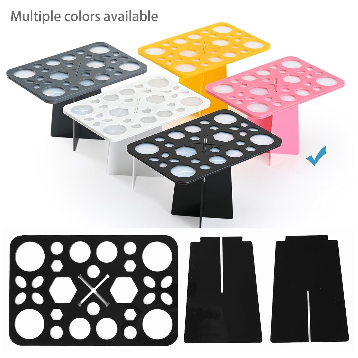 Luckyiren Acrylic Drying Rack for Brushes, Collapsible Stand with 28 Slots for Nail, Paint, and Makeup Brushes – Black, Unisex, Ideal for Artists and Enthusiasts