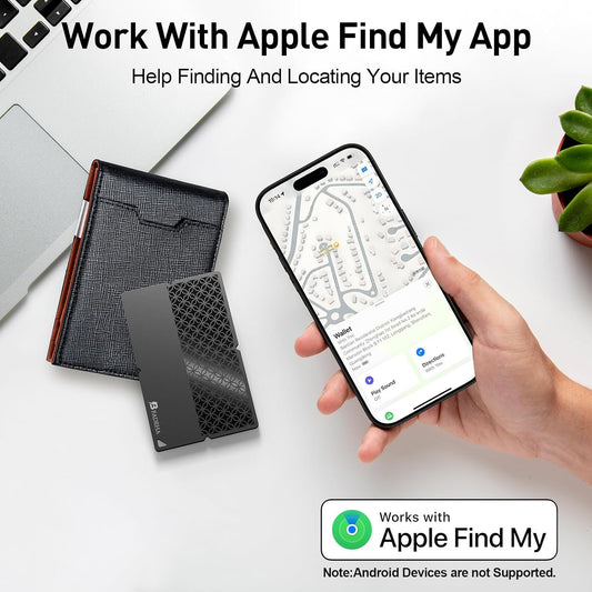 2026 Apple MFi Certified Wallet Tracker Smart Card for Find My iPhone Ultra Thin Air Tracker Tag, 5 Years+ Staying Power, IP68 Waterproof, Bluetooth Key Finder & Item Locator for Keys, Bags, Passport