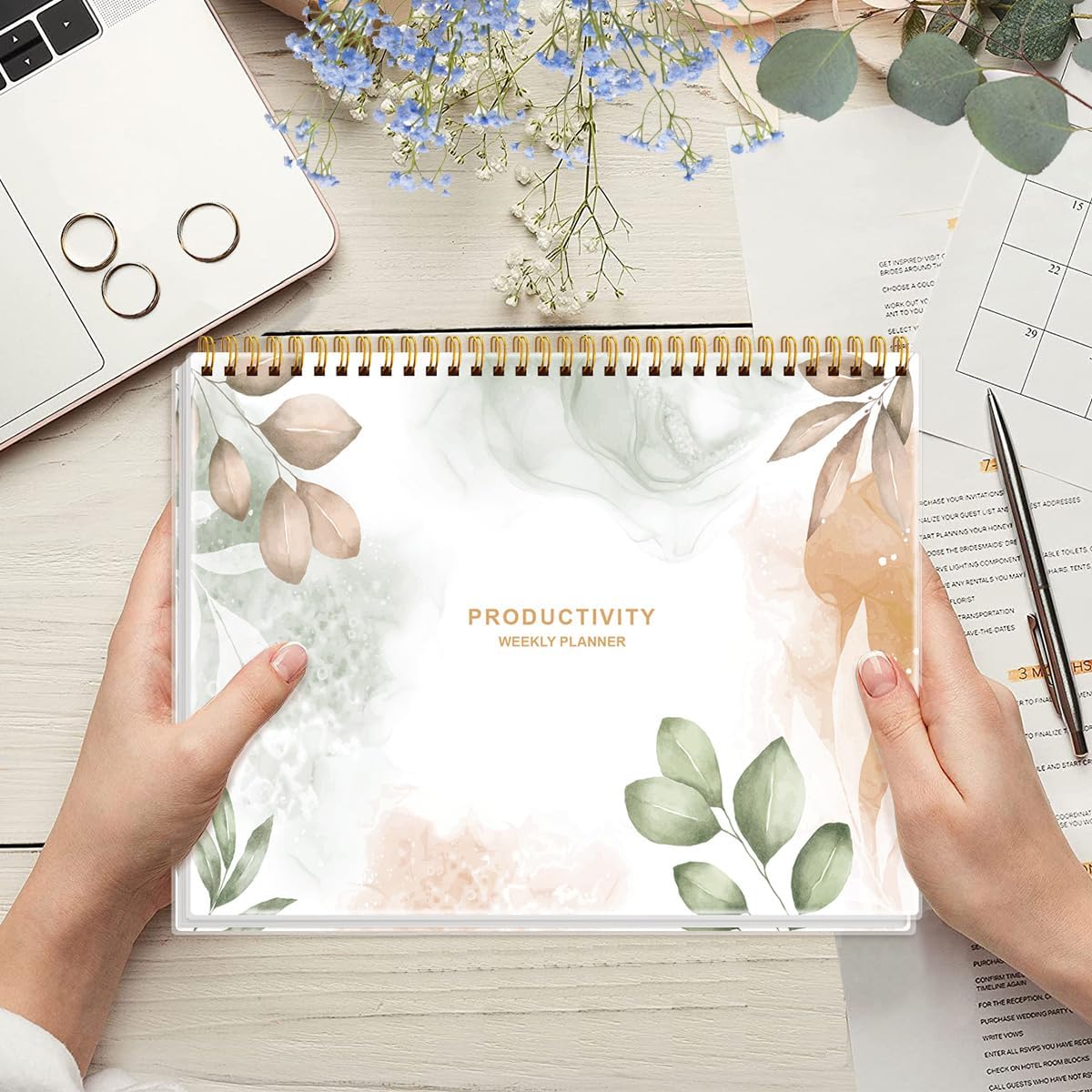 Weekly Productivity Planner - 8.5" x 11" Dashboard Desk Notepad Has 6 Focus Areas to List Tasks for Goals, Projects, Clients, Academic or Meal-Organize Your Daily Work Efficiently, 54 Weeks, Green