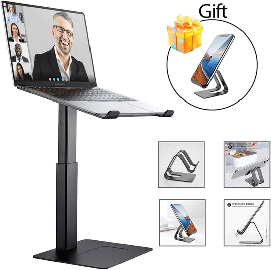 Laptop Stand for Desk, Ergonomic Sitting and Standing Laptop Riser for Notebook MacBook 11-17 Inches,DJ Laptop Stand Adjustable Height from 7-15 Inches Aluminum(Black)