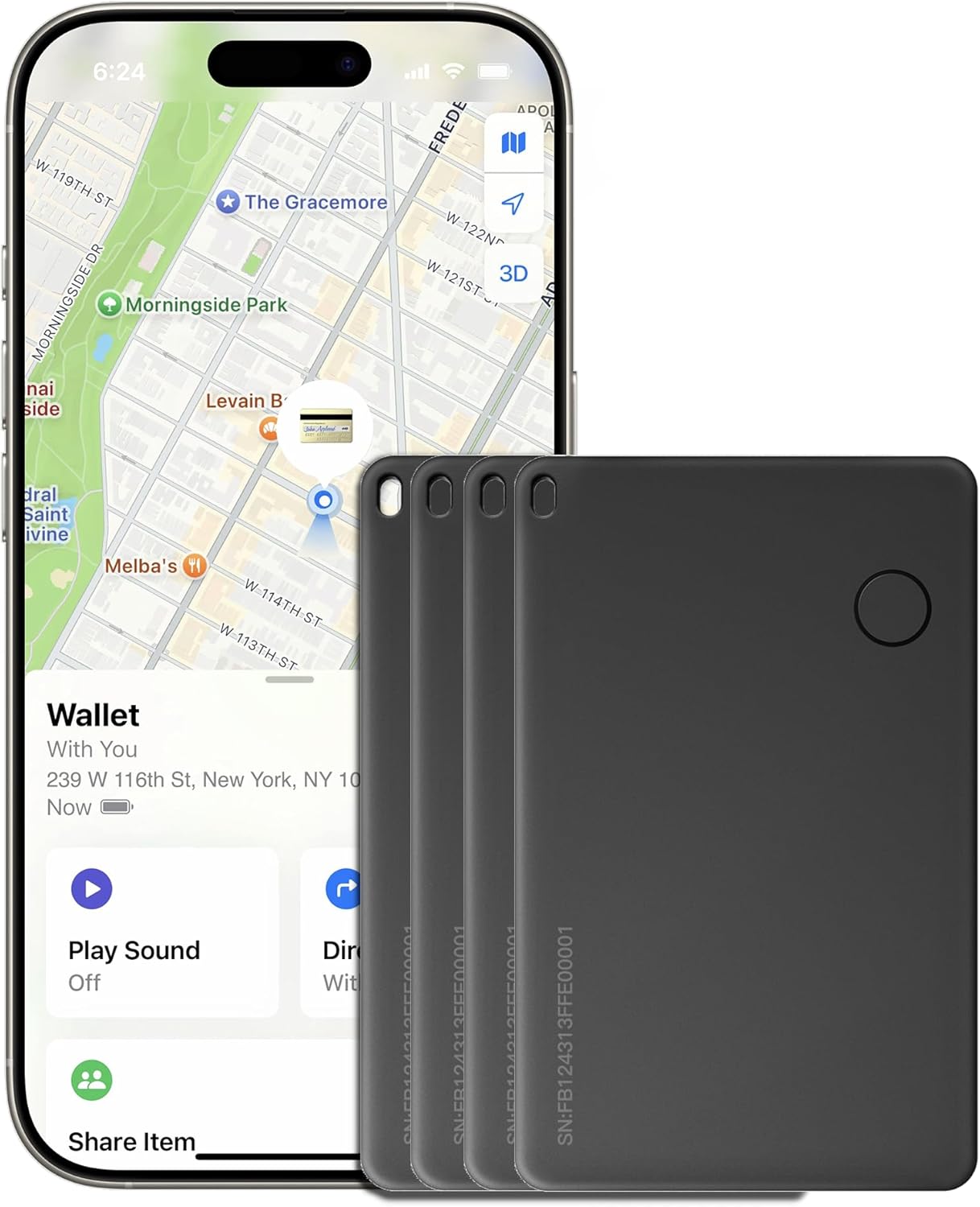 Wallet Tracker Card, Rechargable, Works with Apple Find My, iPhone (iOS Only), Bluetooth Item Locator for Luggage, Bags, Passport, IP68 Waterproof (1 Pack)