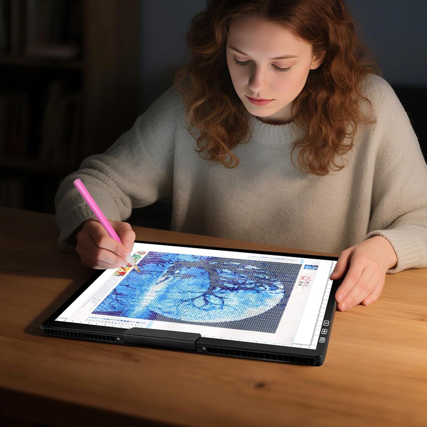 Bylitodt Rechargeable A3 Light Pad, Diamond Art Light Board, 16.7x13.5 inch Lightbox for Tracing and Drawing with 3 Colors & 6 Brightness, Tracing Pad for Weeding Vinyl, Diamond Painting Accessories