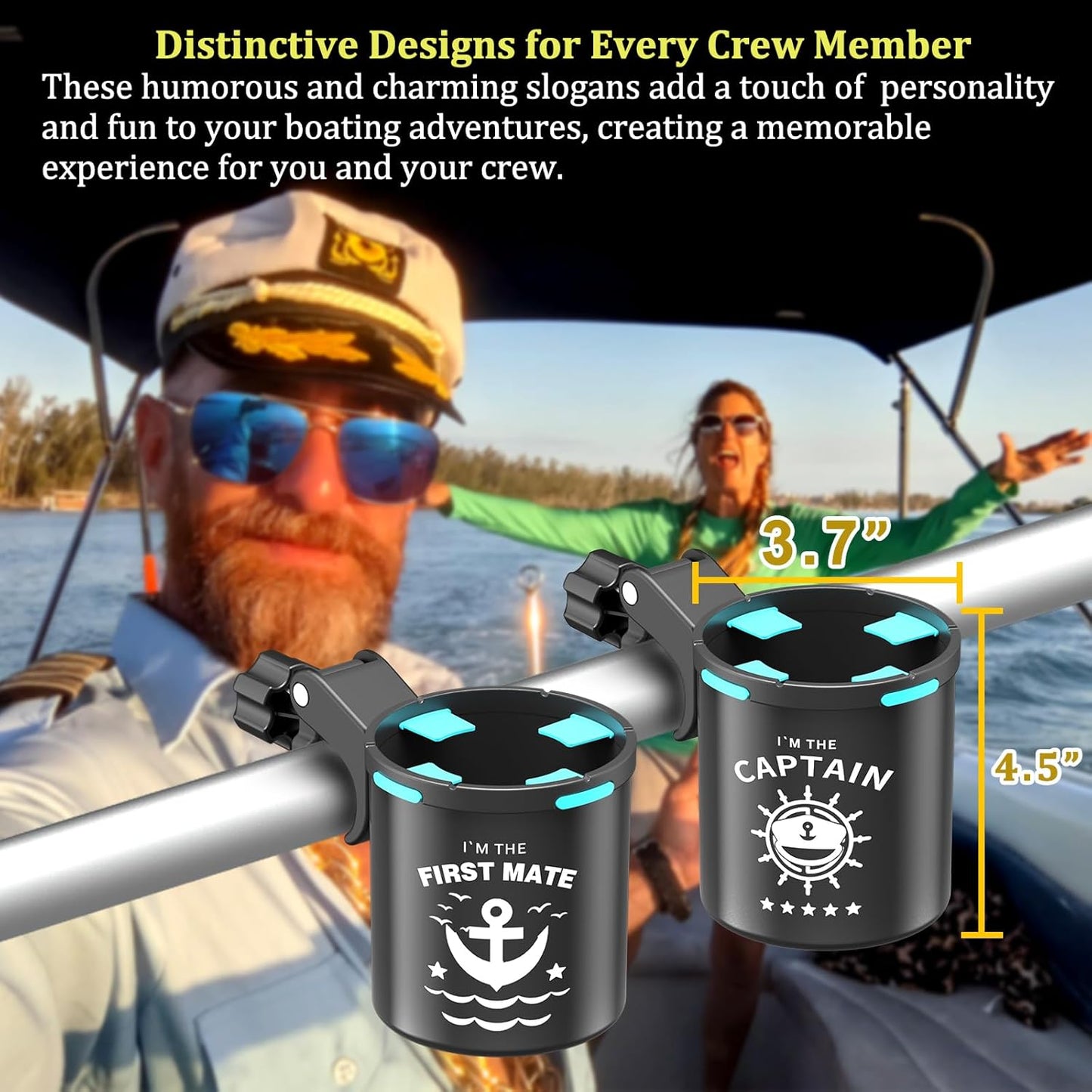 Marine Boat Rail Cup Holder, No Drilling Install On Bimini Top Conver Rail Or Pole, Grip Rail, Grab Bar, Boat Gifts for Boat Lover, Cup Holder for PWC, Jet Ski, Seadoo