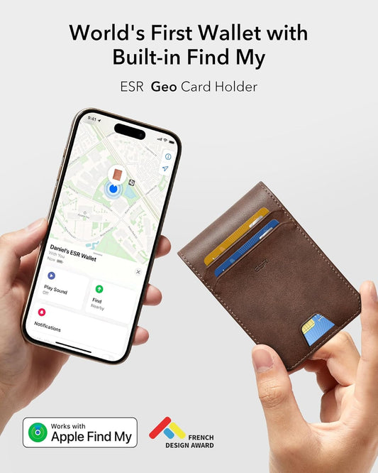 ESR Geo Wallet with Find My Functionality, RFID Blocking, Holds up to 11 Cards, Slim and Smart Wallet for Men, Replacement for AirTag Wallet Tracker(iOS Only, Not for Magsafe), Twillingt Black