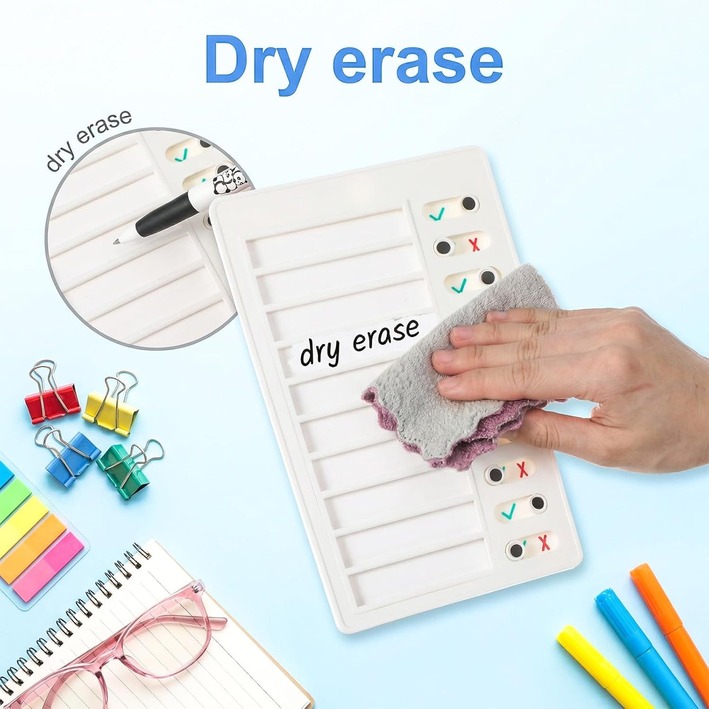 Dry Erase Chore Chart, Standable Whiteboard Checklist Board, ADHD Tools for Kids to Do List Checklist Task Board, Reusable My Chores Checklists Task Boards for Refrigerator, Wall, Desk with 30 Sliders