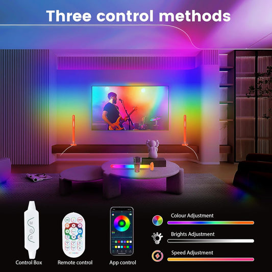 Smart ICRGB LED Lights Bars, Borllyem TV Backlight with Double Light Beads, App Control, RF Remote, Music Syncing and 47Modes for Gaming, Room Decoration