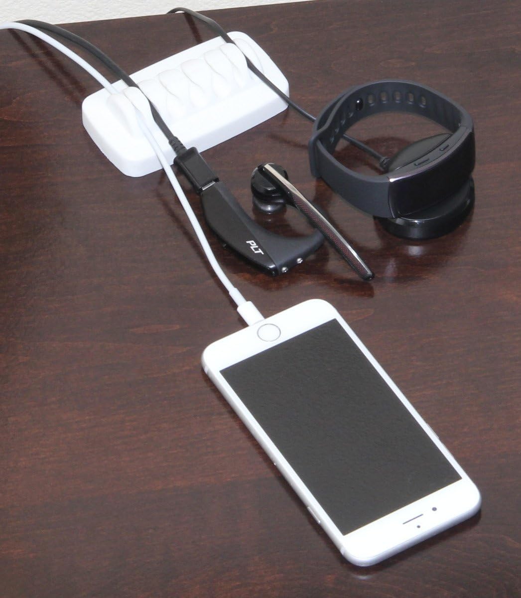 Desktop Cable Organizer, Weighted, Eco-Friendly Silicone, No Bad Smell, Bundled with 4 Reusable Cable Ties (Black)