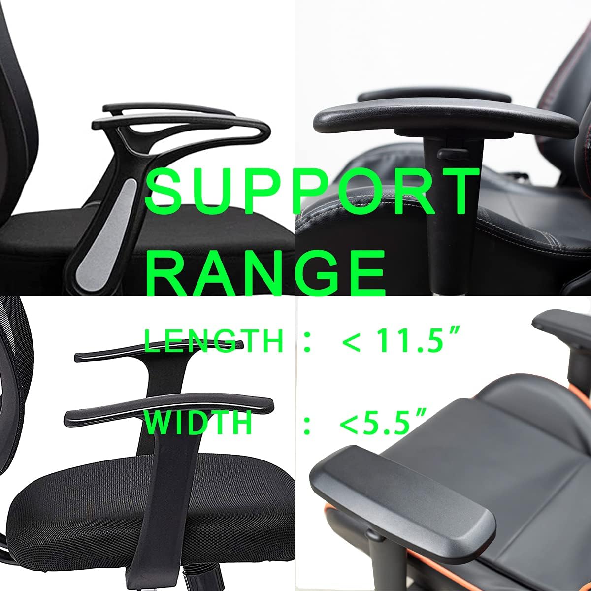 Ergonomic Office Chair Armrest Pads Extra Soft Elbow Support Cushions for Office, Gaming, Desk Chairs, Set of 2 (11" Large Size, Washable Cover)