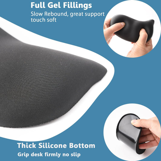 Ergonomic Mouse Wrist Rest Pad, Small Gel Mouse Keyboard Support Cushion Non-Slip Base, for Easy Typing and Wrist Pain Relief Office Computer, Laptop, PC Gaming (Blue)