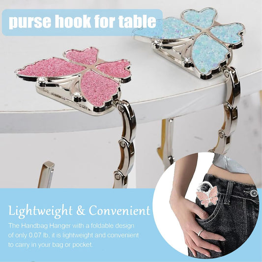 PJY Foldable Purse Hook for Table - Portable Bag Holder,Folding Handbag Hanger Various Heavy Items Desk Hook (A)