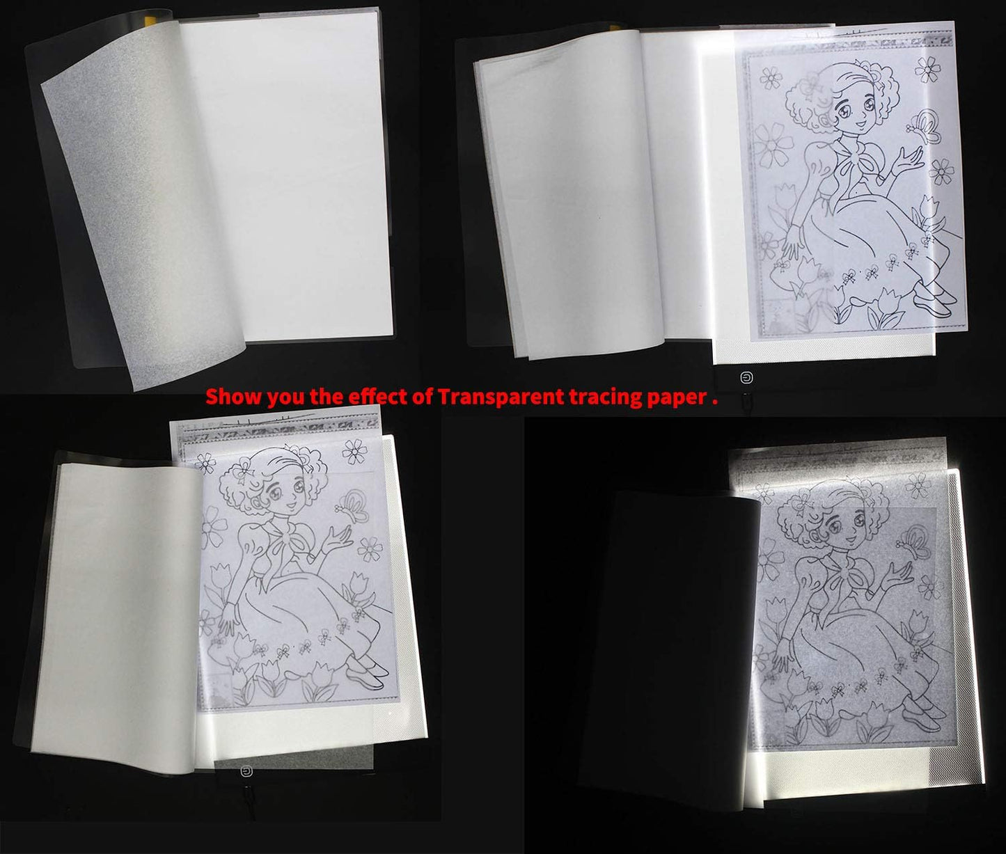 A4 Tracing Pad LED Light Board Artists Light Boxes, Portable Ultra-Thin Adjustable USB Power Artcraft LED Trace Light Pad for Drawing, Sketching, Animation, Tattoo