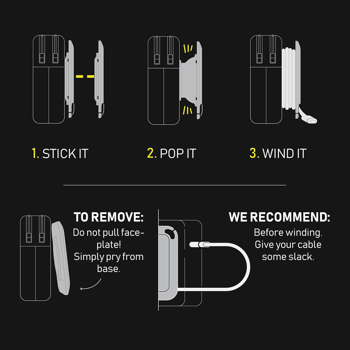Fuse Reel The Side Kick Collapsible Charger Organizer and Travel Accessory,Usb-c, Compatible with MacBook and PC Charging Cords and Adapter Cable Management White