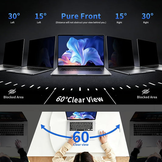 2 Pack- 27 Inch Curved Computer Privacy Screen Filter for 16:9 Widescreen Computer Screen Protector Computer Screen Privacy Shield Anti Glare and Blue Light