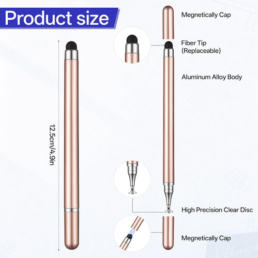 4Pcs Stylus Pen, High Sensitivity & Precision Capacitive Styli Pencil Dual Tip with Mesh and Disc Tips with Mount Holder for All Touch Devices(White, Gold, Silver, Black)