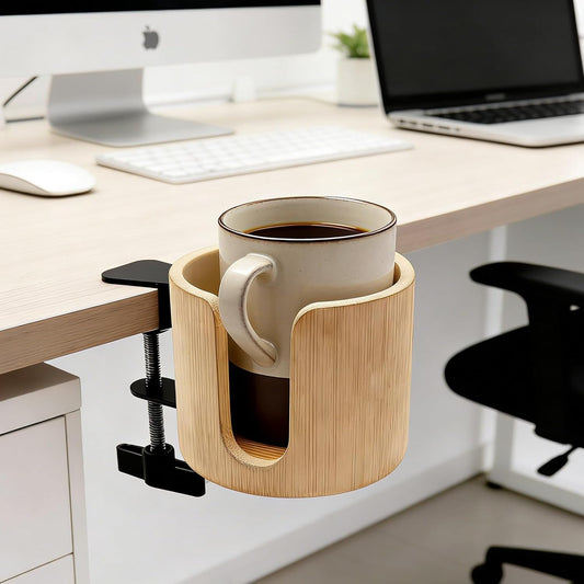 Desk Cup Holder Clamp, Anti-Spill Table Edge Cup Holder Clip for Office Home & PC Gaming Desk Accessories(1 Pack)