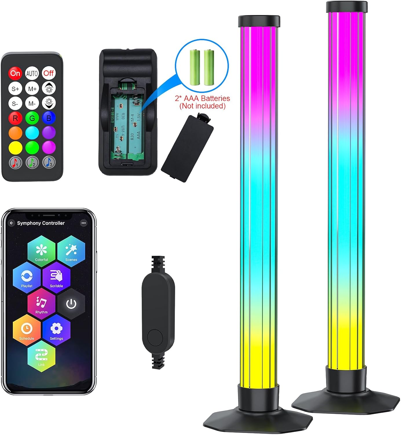 360° Smart Light Bar, RGB Light Bars, Crystal Ambient Mood Light with 16 Million Colors, 213 Preset & 8 Scene Modes, Music Sound Sync, 3 Modes Control, RGB & IC Backlight for TV/Monitor/Gaming/Room