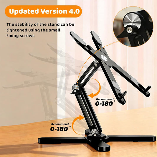Moallia Laptop Stand with 360 Rotating Base, Computer Notebook Laptop Riser Metal Holder for Desk Collaborative Work, Fully Foldable for Easy Storage, Fits All MacBook, Laptops up to 16 inches, Black