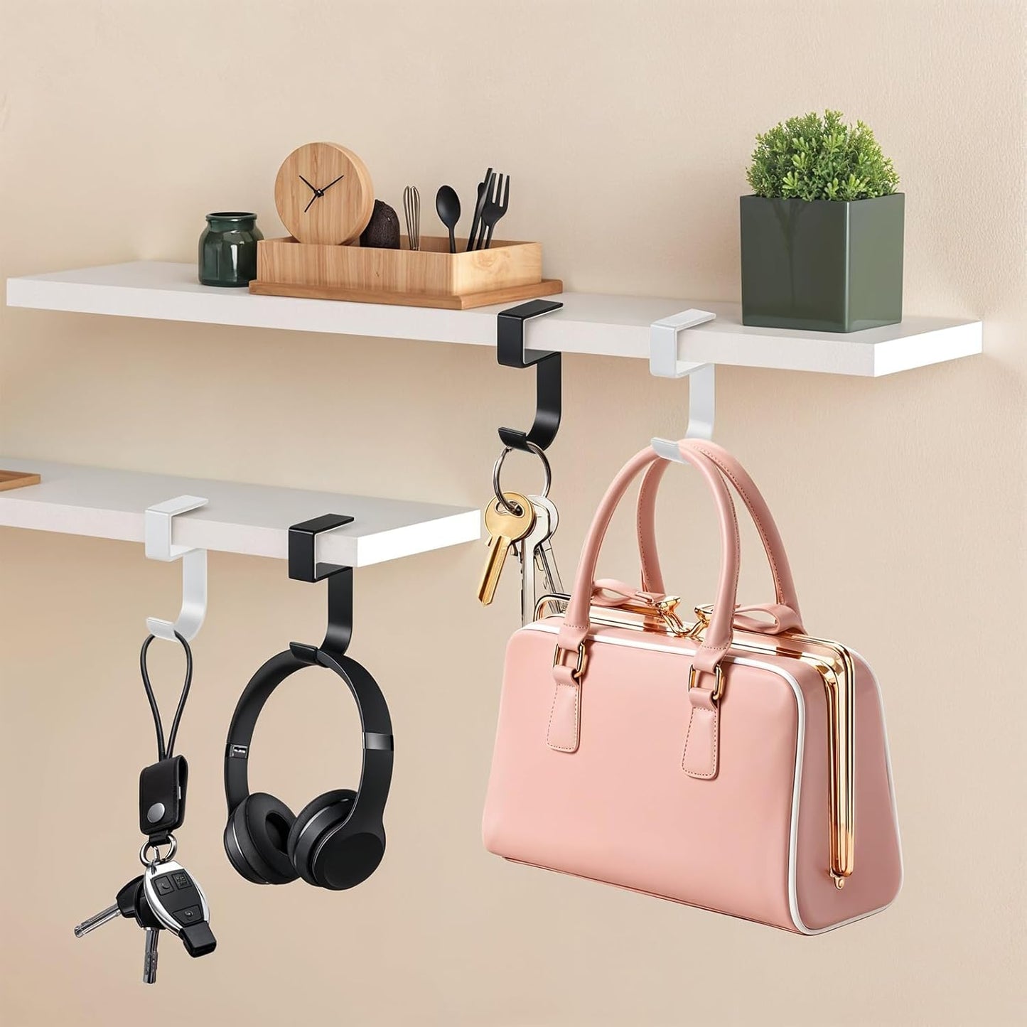 Ymapinc Purse Hook for Table,2PCS Heavy Duty Purse Bag Holder Alloy Materials Purses Holder Desk Hook for Bag,Keys,Headphone and Umbrella
