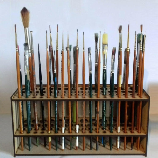 67-Slot Paint Brush Holder & Organizer - Wall Mount or Tabletop Stand for Artists, Hobbyists, and Acrylic Watercolor Painters - Sturdy Compact Workspace Storage