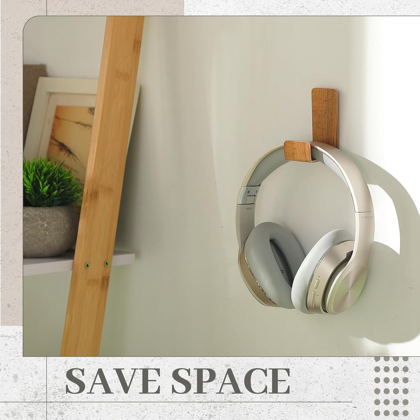 Weewooday 4 Pieces Headphone Hanger Holder Desk Adhesive Headphone Hook Wall Mount Headset Stand Acrylic Holder with Glues for General Purpose Game Earphone(White)