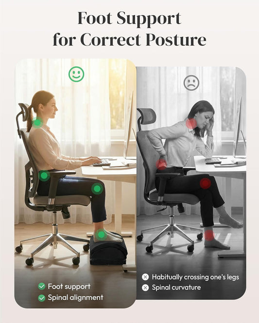 Heated Foot Rest for Under Desk with Vibration Massage, Memory Foam Desk Foot Stool with 4 Adjustable Heights, Ergonomic Foot Rest for Pain Relief, Non-Slip Office Footrest with 3 Heat Levels & Timer