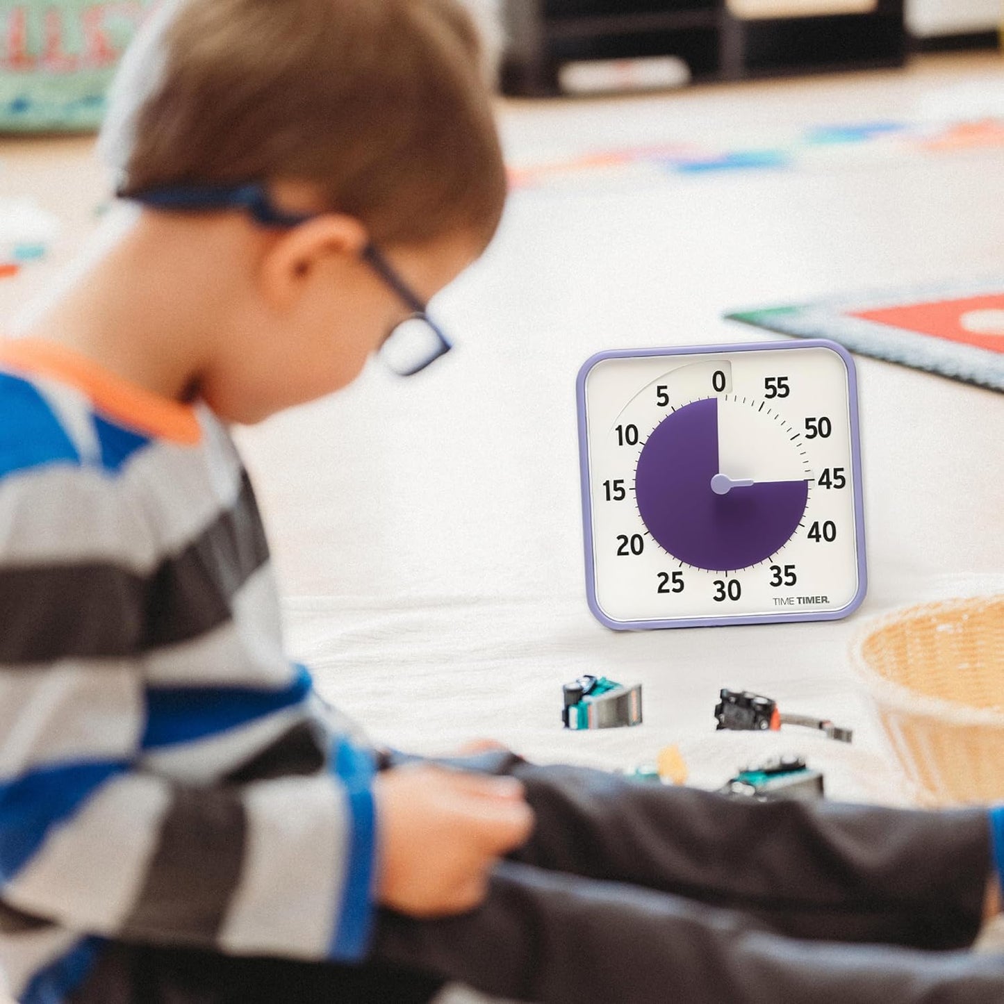 TIME TIMER Visual Schedule Package - 8-inch 60 Minute Visual Routine Timer with Dry Erase Board, PECS Cards, and Whiteboard Marker - for Kids Desk, Classroom, Home, and Routines (Orange)