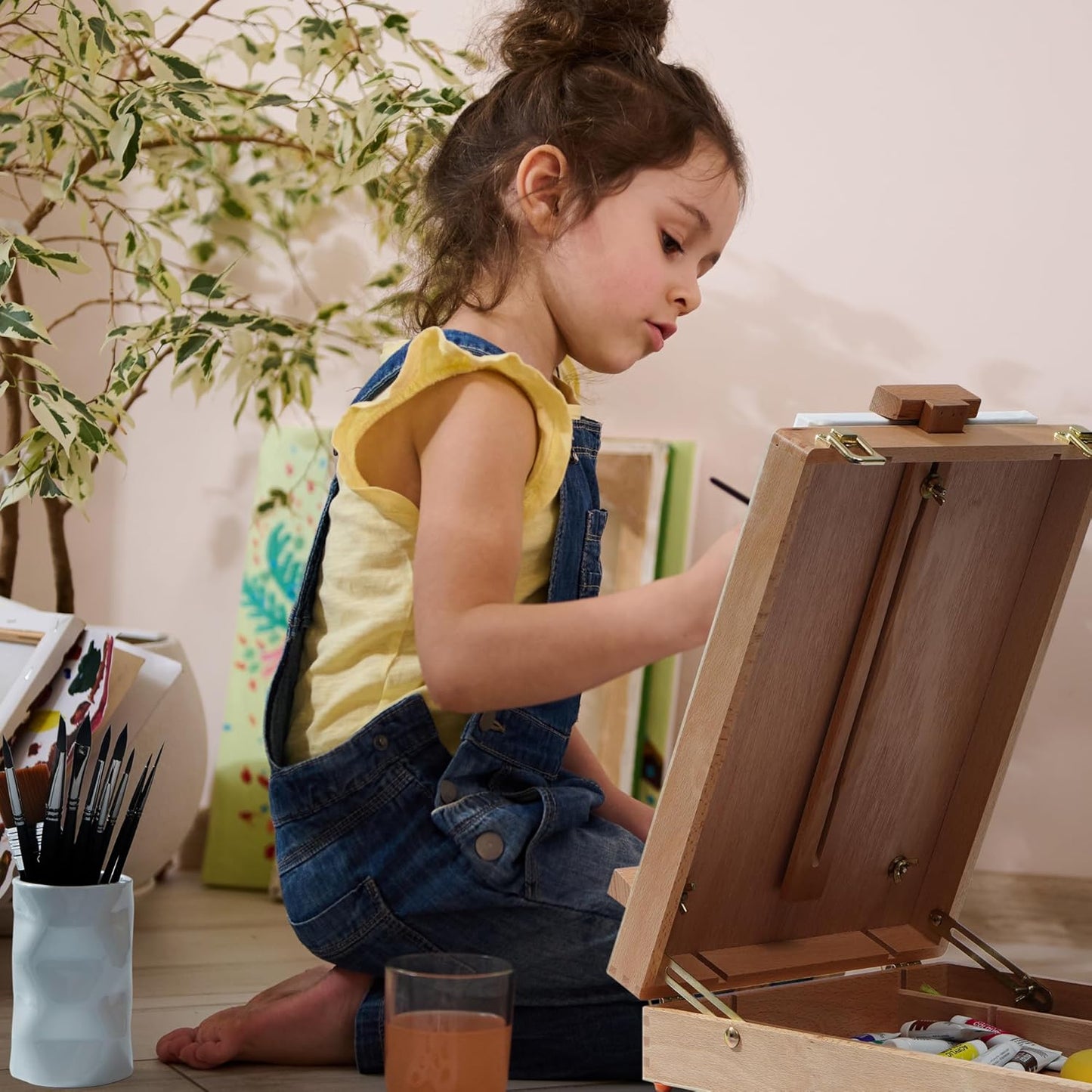 ARTIFY Adjustable Beechwood Tabletop Painting Easel, Wooden Sketch Box Easel, Desktop Artist Easel for Drawing (Easel Box)