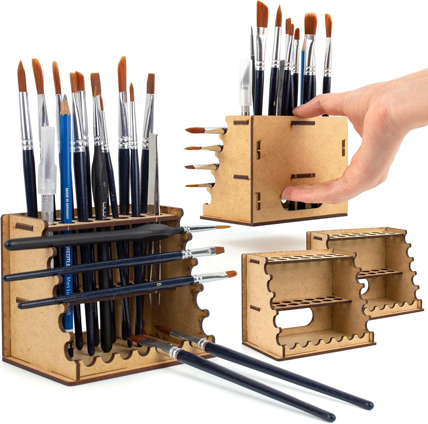 PROSCALE Brush Holder & Tool Organizer for Hobby, Miniatures & Art, Tabletop Paint Station Accessory for Brushes, Hobby Tools and Small Accessories, Clean Desk + Fast Access