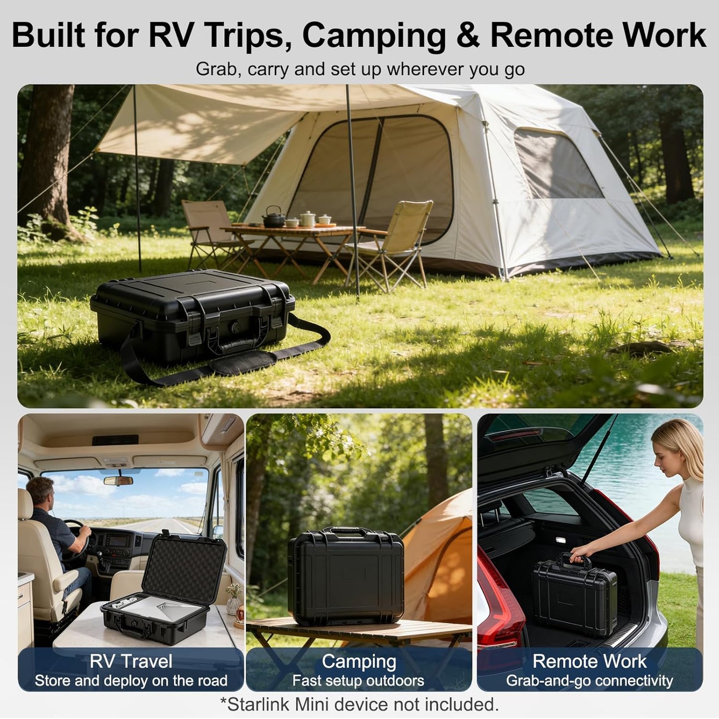 Starlink Mini Case with Tripod, Hard Carrying Travel Kit with Cable Winder and USB-C to DC Adapter Cable, Protective Storage Case for Starlink Mini Accessories, RV Camping Remote Work