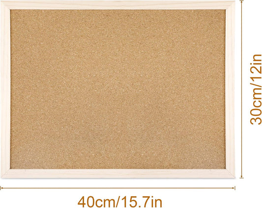 FEBSNOW Cork Board Bulletin Board 15.7 x 12 Inches with Rectangle White Frame Hanging Pin for Office Home Message Board or Vision Board Decoration