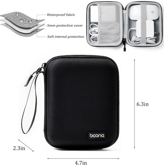 Small Travel Carrying Storage Case, 4.4"x4.4" Charger Organizer, Pouch compatible with MacBook Power Adapter, Laptop Accessories Cables, Cords, USB Drives, Earphones