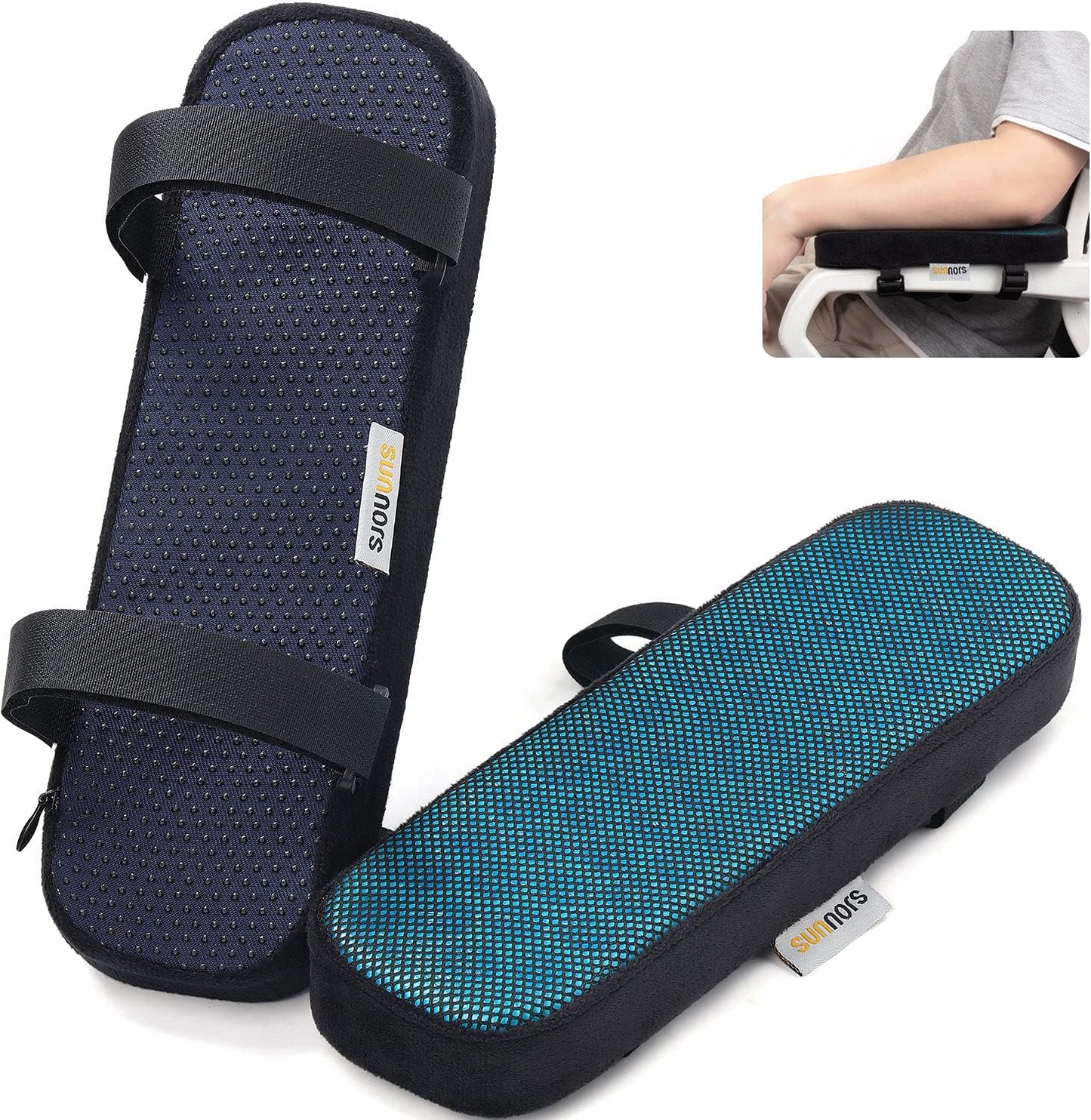 Memory Foam Chair Armrest Pad, Comfy Office Chair Arm Rest Cover for Elbows and Forearms Pressure Relief(Set of 2)