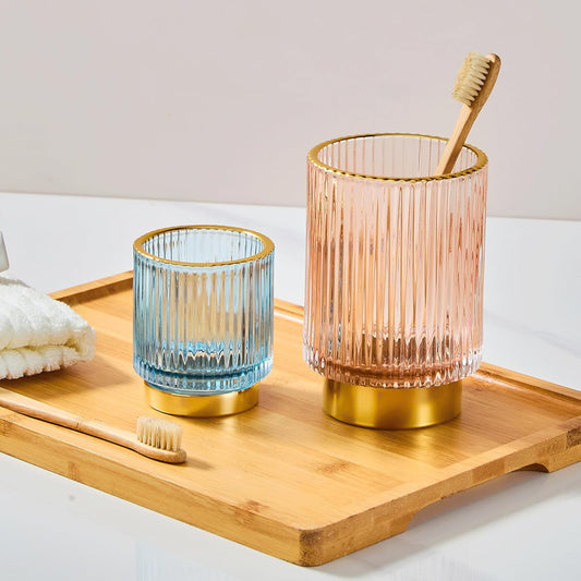 Makeup Brush Holder Organizer,Toothbrush Holders,Desk Pen Pencil Holder,Multifunctional Vintage Glass Brush Cup(L/Green/A3-6-US)