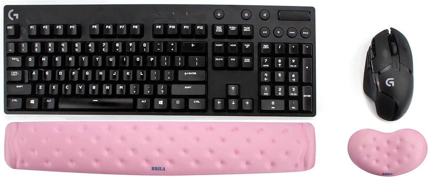 BRILA Memory Foam Mouse & Keyboard Wrist Rest Support Pad Cushion Set for Computer, Laptop, Office Work, PC Gaming - Massage Holes Design - Easy Typing Wrist Pain Relief (Nebula)