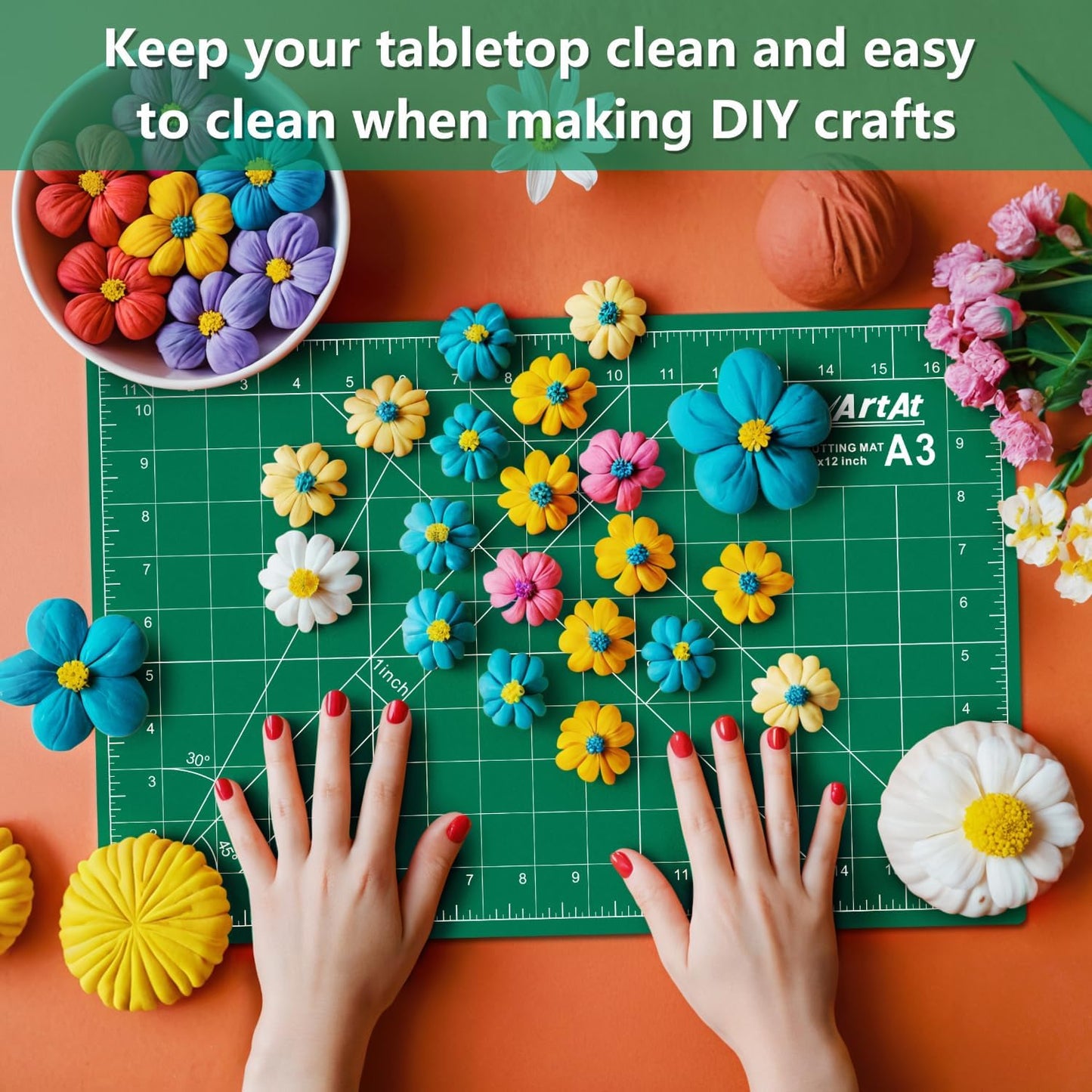 ArtAt Self Healing Cutting Mat: 24 x 36 inch Green Large 5-Ply Double-Sided Durable Non-Slip PVC Cutting Mat for Sewing Quilting Scrapbooking Art & Crafts projects…