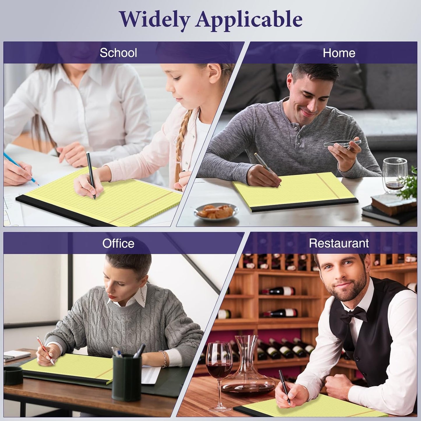 2 Pcs Note Pads 11" x 9.5" Legal Pads College Ruled Notepad Micro Perforated Writing Pads White Lined Paper 80GSM College Ruled Paper Pad of Paper 30 Sheets Notebook for School, To-Do Lists, Office