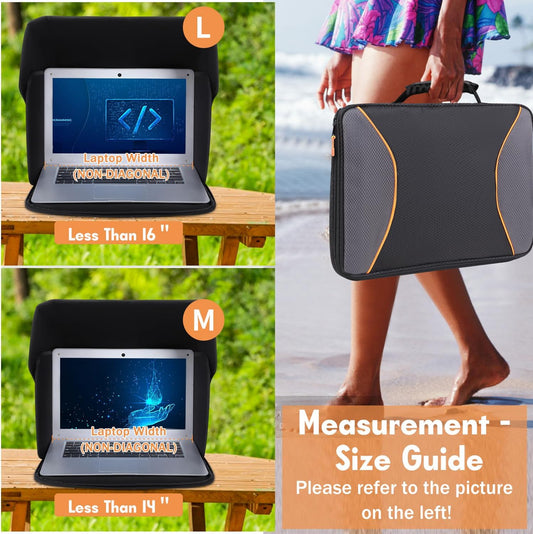 Laptop Sun Shade Laptop Sun Glare Shield Privacy Screen Hood Lightweight Laptops Sunshade Bag for Working Outside Portable Shield Cover 12-14'' (Patent Pending)