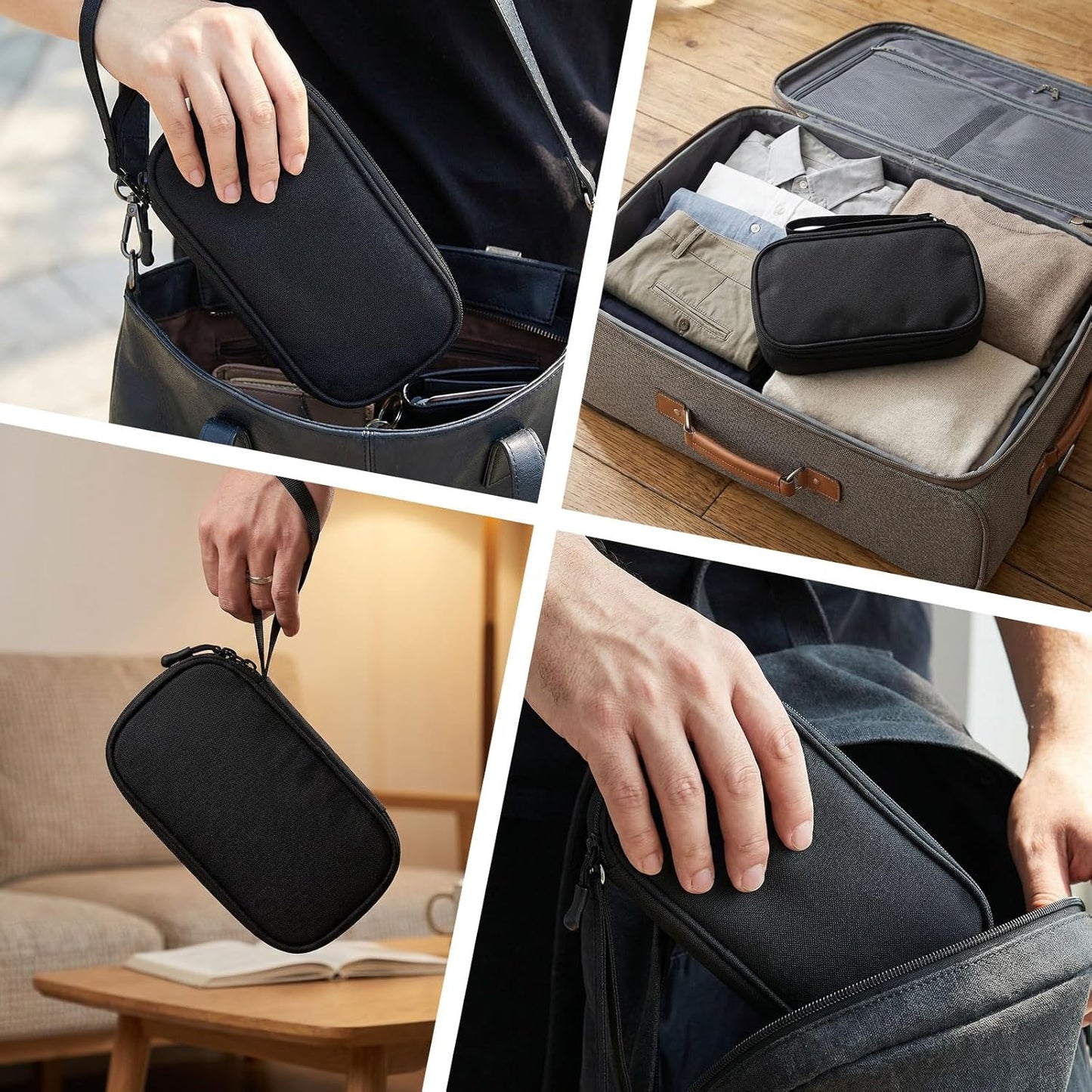 Travel Electronics Pouch Bag, Black Electronics Accessories Organizer Bag, Travel Cable Organizer Pouch for Charger Cord Phone Earphone Mouse