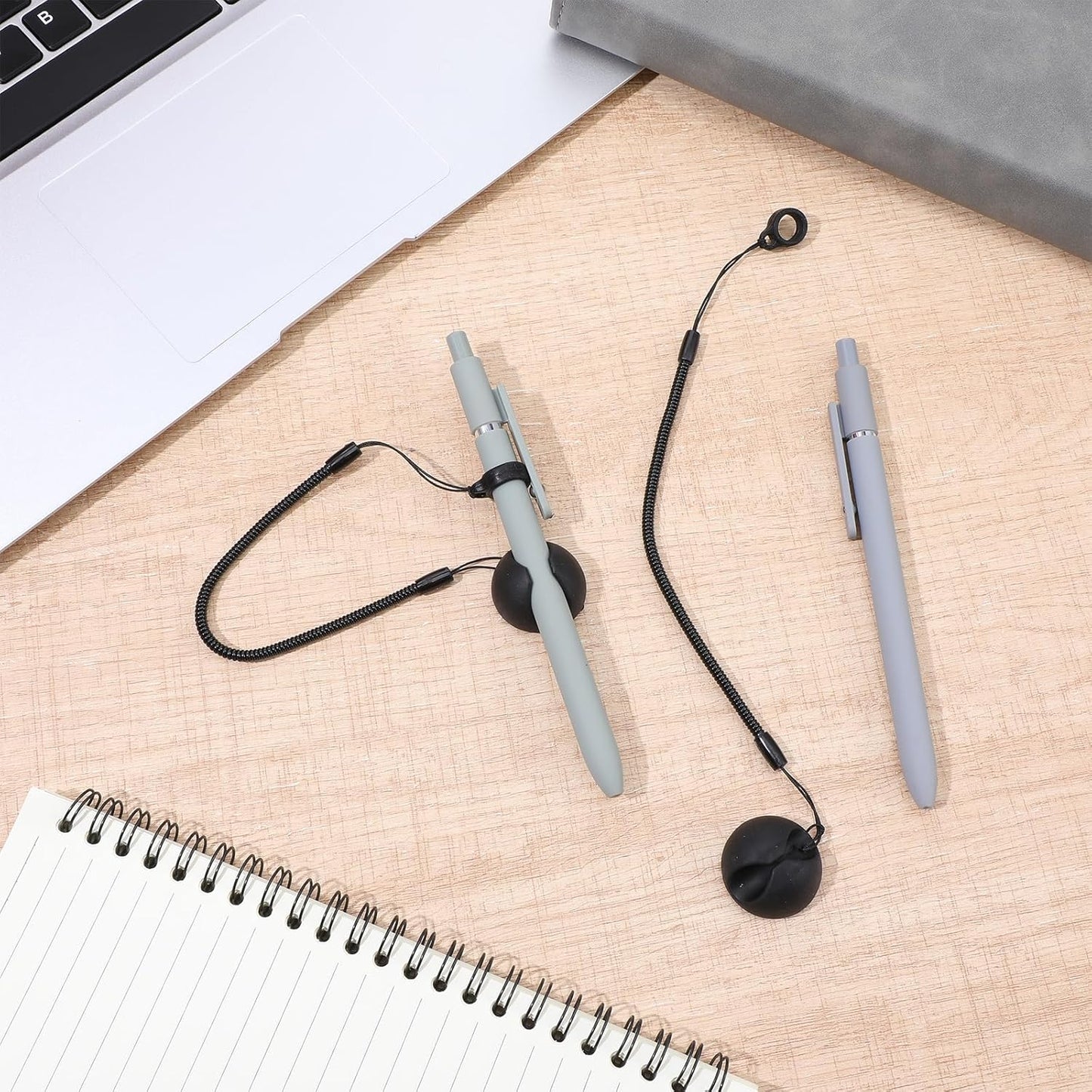 Tucnoeu 5 Pcs Retractable Pencil Holder, Elastic Rope Lost Tether for Touch Pens, Retractable Stylus Teacher Pen Lanyard with Ring, Pen Loop Holder for Desk Clipboards and Drawing Applications