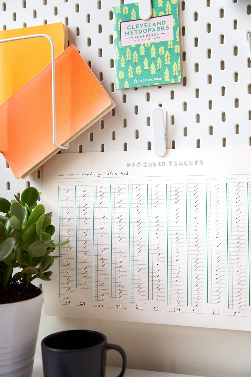 Habit Tracker Progress Poster by Free Period Press - 11”x17” - Yearly Atomic Habits Tracker for Goals and Projects