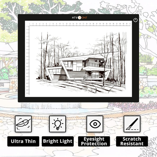 HTVRONT Portable A4 Led Bright Light Pad, Ultra-Thin & Adjustable Luminosity Light Board, USB Powered Black Light Box for Tracing, Weeding Vinyl, Weeding Tool, Diamond Painting, Sketching