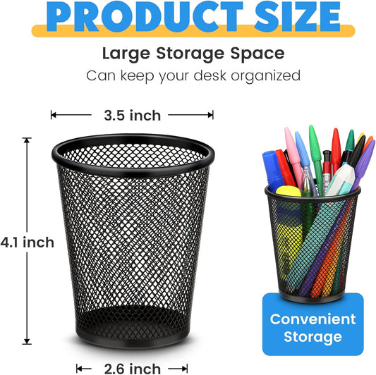Smgmg Pen Holder for Desk, Pencil Holder for Desk, 4 Pack Pencil Cup for Pen, Mesh Metal Pen Organizer, Desk Pen Holder