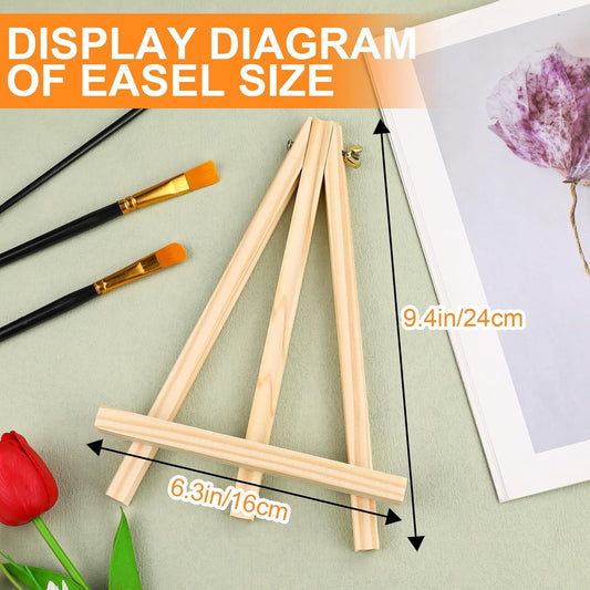 ESRICH 4 PCS 9 Inch Wood Easels, Easel Stand for Painting Canvases, Art and Crafts, Tripod, Painting Party Easel, Kids Student Tabletop Easels for Painting, Portable Canvas Photo Picture Sign Holder