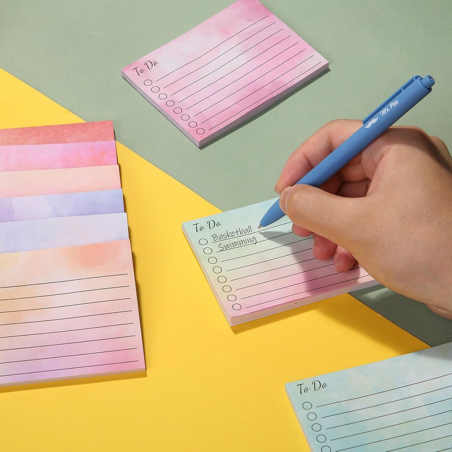 Mr. Pen- to Do List Sticky Notes, 3” x 5”, 9 Pads, 360 Sheets, Lined Checklist Sticky Pads with Smooth Writing, Easy Peel-Off, Thick Paper for Planning, Office, School & Daily Tasks