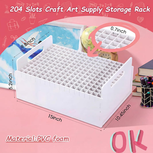 Marker Pen Organizer Holder, Art Marker Storage Rack for Colored Pens Pencils Brushes Adjustable Craft Art Supply Storage for Desk Organizer(17.52 Inch,300 Slots Style)