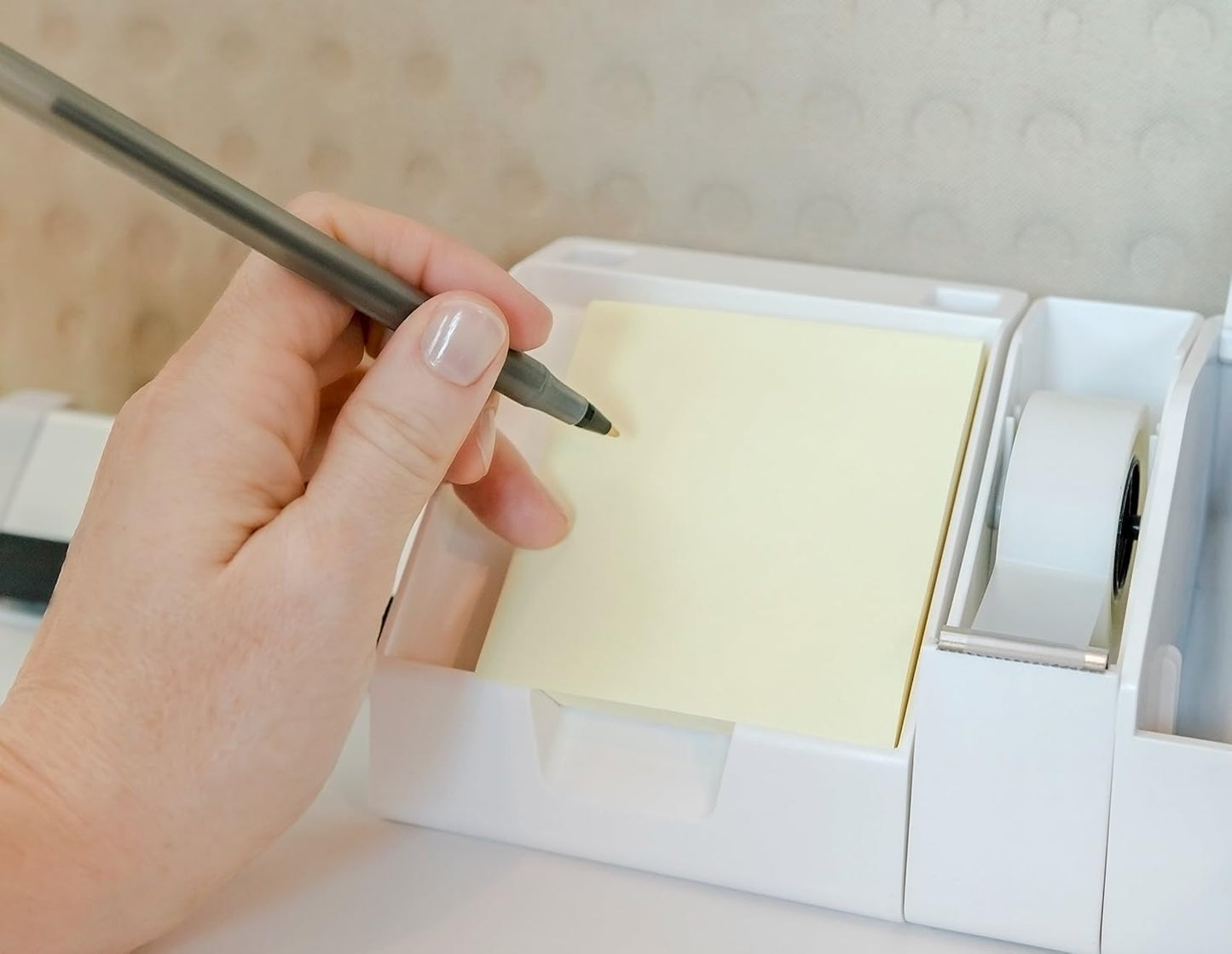 Bostitch Office Konnect Sticky Note Holder + Business Card Stand, Includes Pen Holders, Black