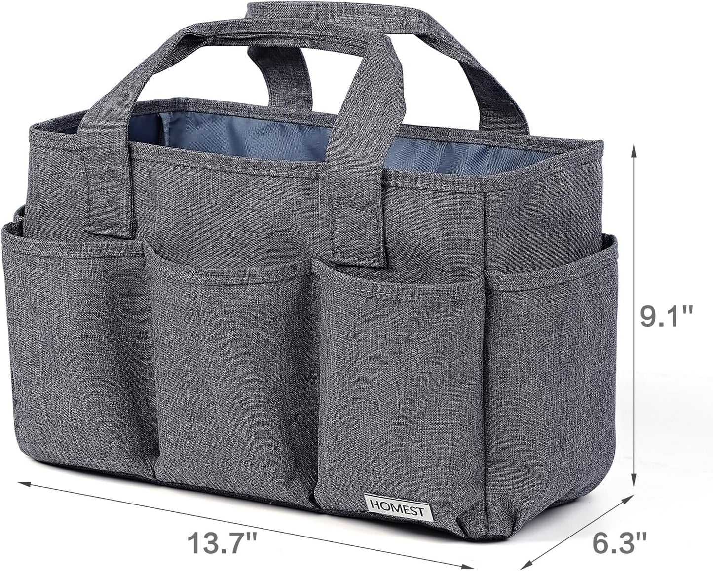 HOMEST Craft Organizer Tote Bag with Multiple Pockets, Storage Art Caddy for Scrapbooking, Crafts Supply Carrier for Tool, Gray
