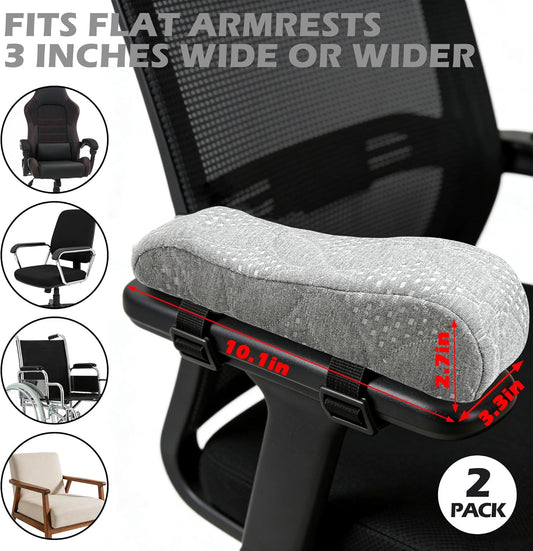 Soft Office Chair Armrest Pads, Comfort Elbow Pillows, Gray Arm Rest Pads, Set of 2