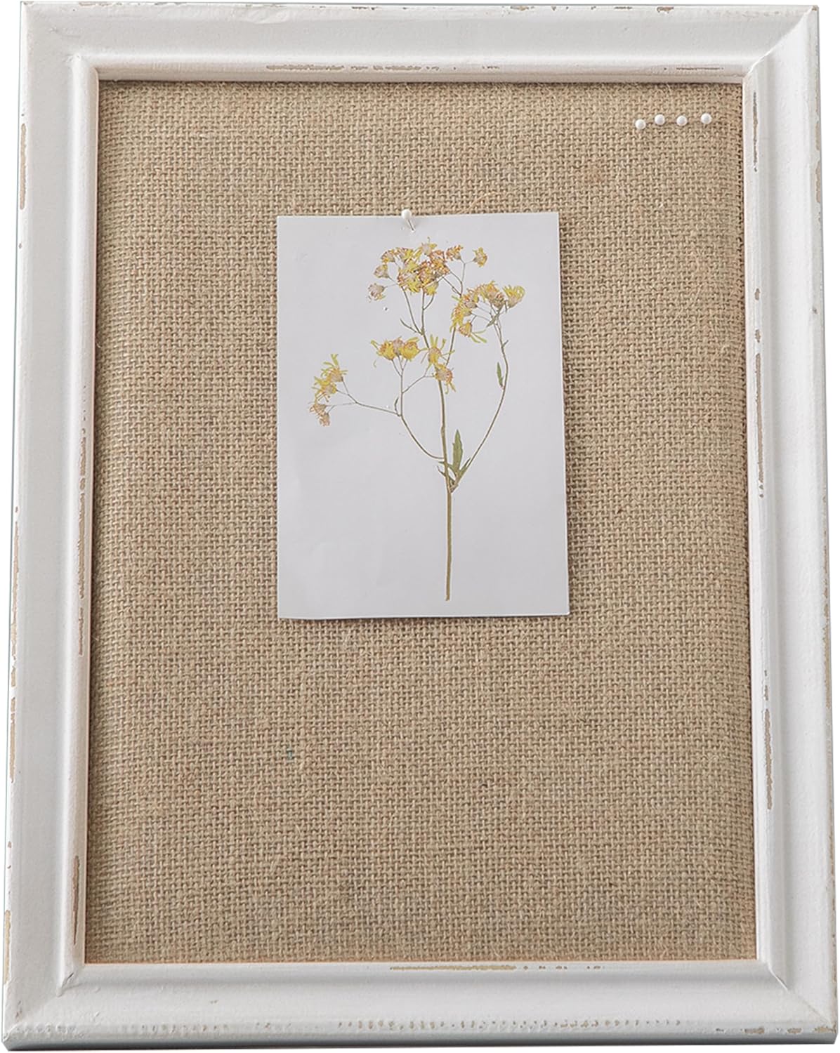 SOFE Cute Bulletin Board for Desk, 12"×16" Linen Pin Board, Farmhouse White Wood Frame, Fabric Memo Board/Vision Board Small, Photo Display Board for Office School Home Living Room